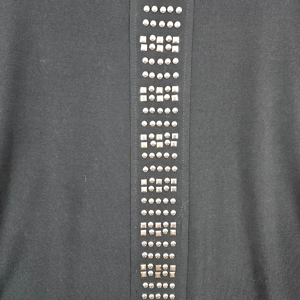 Ellen Tracy Black Bell Sleeve Studded Embellished Blouse Top Women's Size M Work - Picture 3 of 12